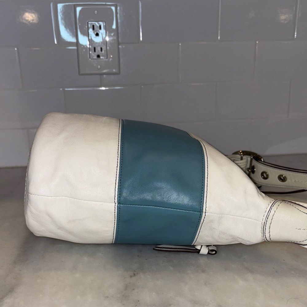 Coach Bag Purse Handbag Leather Vintage Rugby Stripe Convertible Bucket Bag - Picture 10 of 16